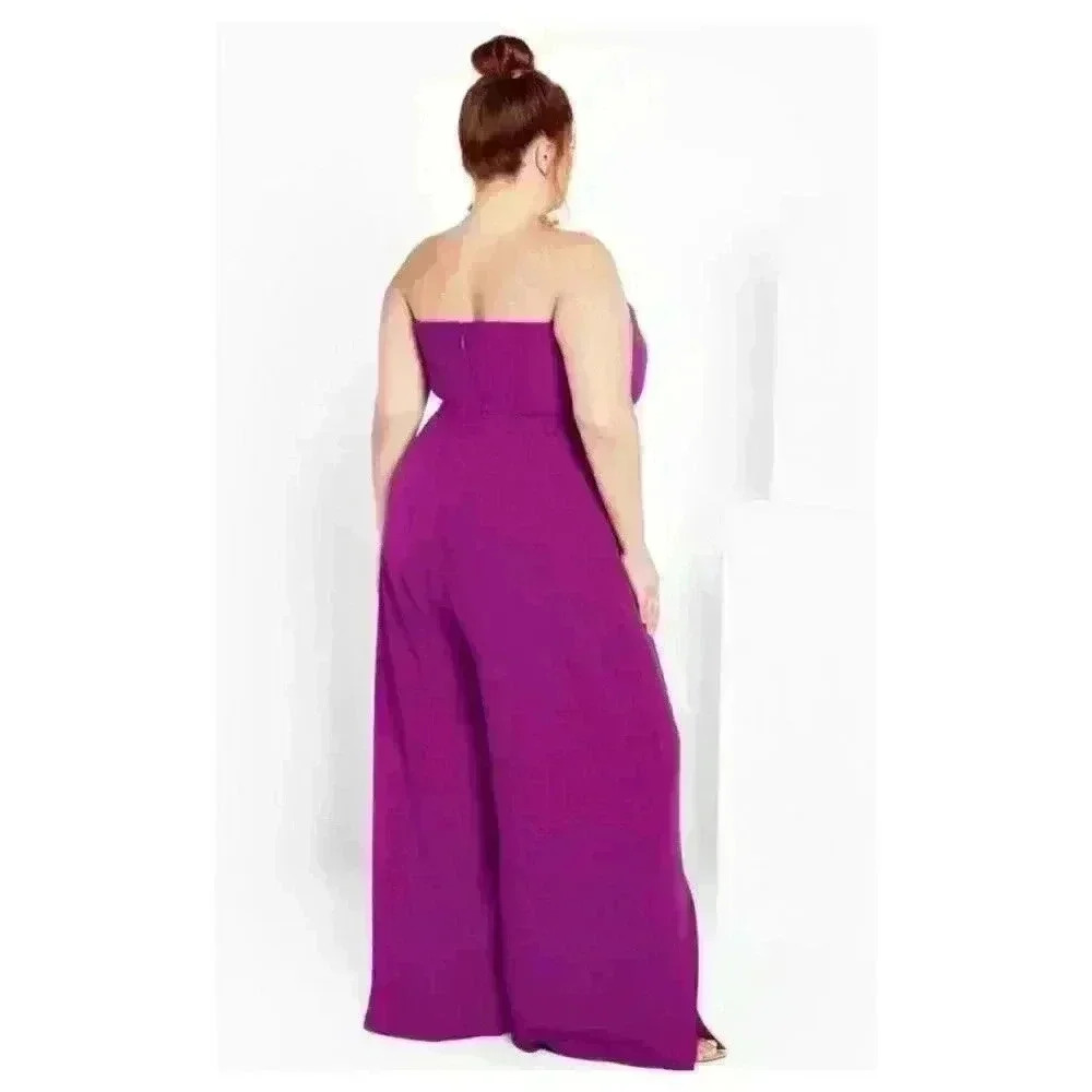 City Chic NWOT Plus size Jumpsuit Purple Magenta Women’s Size XL - Picture 2 of 6